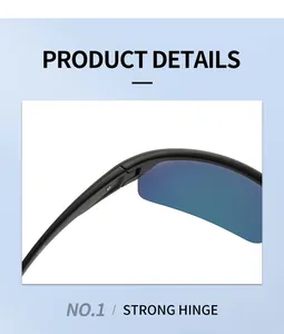 Close-up macro detail showing the durable reinforced metal hinge of black cycling sunglasses