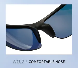 Macro view of the comfortable ergonomic nose pads on polarized cycling sunglasses.
