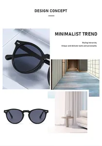 Detail view of retro round sunglasses with minimalist black frames and silver pin accents
