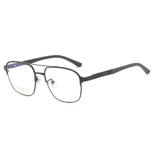 Retro-Brille in Schwarz mit Doppelsteg und quadratischem Rahmen für Herren im Business-Stil