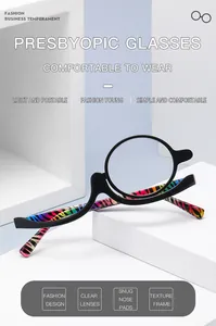 Stilvolle Schmink-Lesebrille mit drehbarer Einzellinse und bunten Zebra-Bügeln