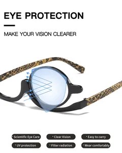 Schmink-Lesebrille mit um 180 Grad drehbarer Einzellinse und Blaulichtfilter-Schutz