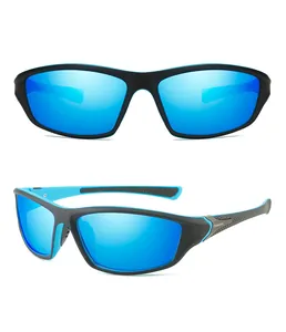 Occhiali da ciclismo sportivi polarizzati con lenti specchiate blu da due angoli.