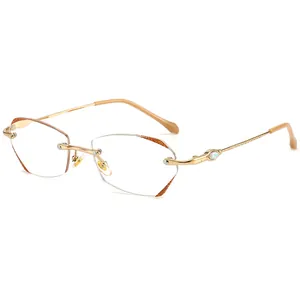 Lunettes de lecture sans monture anti-lumière bleue avec bords pailletés