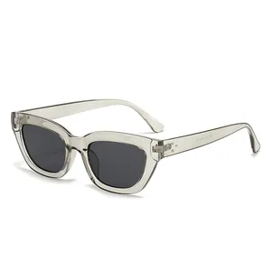 Retro-Sonnenbrille für Damen in transparentem Grau, trendiges Modedesign