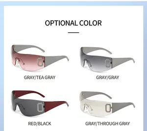 Lunettes de soleil de sport Y2K sans monture en quatre couleurs de verres dégradés