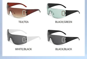 Lunettes de soleil sans monture Y2K en quatre couleurs, dont noir, thé et blanc.