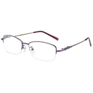 Damen Mode Halbrahmen Gedächtnis Titanlegierung Lesebrille Blaulichtschutz High Definition Quadratischer Rahmen Lesebrille