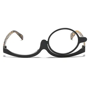 180 Grad drehbare Make-up-Lesebrille mit einer Linse und Leopardenbügeln im Design