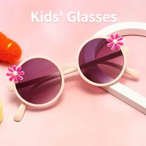 Cute round flower kids sunglasses for UV protection