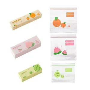 Food-grade thickened sealing bags with cute fruit illustrations for refrigerator storage