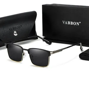 VABBON Men Polarized Sunglasses Luxury Metal Frame Square Sun Glasses For Driving Outdoor Sports Fashion UV400 Eyewear With Gift Box
