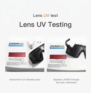 UV400-Schutztest-Demonstration für übergroße Sport-Sonnenbrillen-Modelle im Detail
