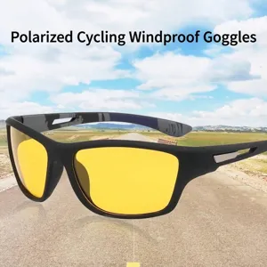 Polarized cycling sunglasses with yellow lenses for outdoor windproof sports protection