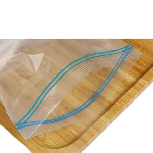 Food-grade transparent double-track ziplock storage bag for kitchen freezer sealing