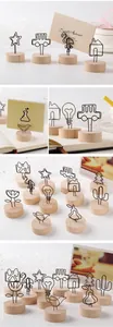 Different wire shape wooden memo photo holder clips detailed view