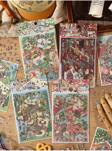 Detailansicht der Abenteuer-Handbuch 3D-Mikroszenen-Aufkleber mit Fantasy-Schlossdesigns