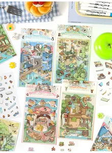 Lot de stickers miniatures de scènes de dessins animés avec thèmes de desserts