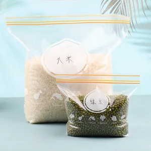 Thickened transparent PE food sealing bags with double-rib seal for refrigerator storage