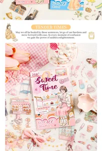 Livre d'autocollants rétro en PET imperméable avec thème Sweet Time quotidien