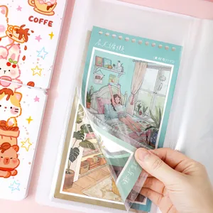 Cute cartoon card collector album with 50 transparent sleeves for photo cards and stickers