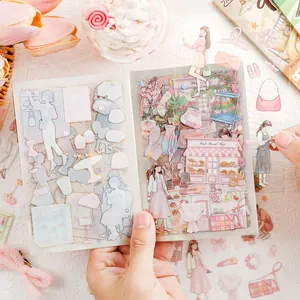 Carnet d'autocollants PET imperméables à thème vintage avec motifs romantiques mignons