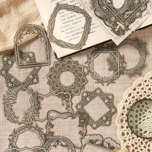 Lot d'autocollants cadres vintage en PET imperméables pour le journalisme et la décoration