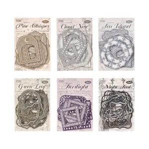 Lot de 6 autocollants cadres vintage en PET pour scrapbooking et déco de journal