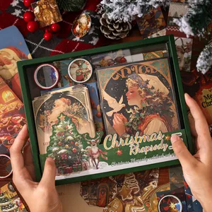 Set de caja de regalo con cuaderno y pegatinas de Navidad