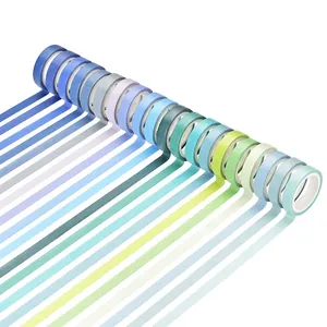 Set of 60 unique solid color rainbow washi tapes for journal decoration and creative scrapbooking