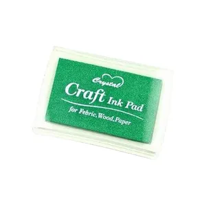 Almohadilla de tinta verde para decoración en tela madera y papel de manualidades
