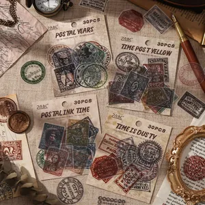 Vintage Postmark PET Stickers For Scrapbooking Journaling DIY Crafts Waterproof Decorative Stamps Stickers For Daily Use