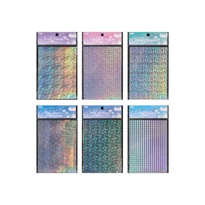 6 set di adesivi in PET olografici neon laser per decorazioni di scrapbooking