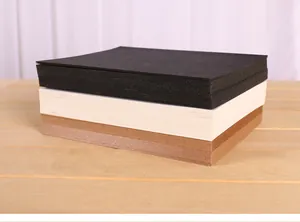 Detailed side view of stacked thick Kraft cardstock sheets in black, white, and brown