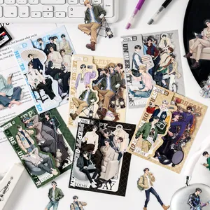 Pegatinas de PET Impermeables con Personajes Humanos Serie Crowd Shadows Para Scrapbooking Diario DIY Calcomanías Creativas Anime Hombre