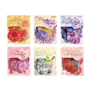 Set of 6 vintage floral PET sticker packs for scrapbooking and DIY creative journal crafts