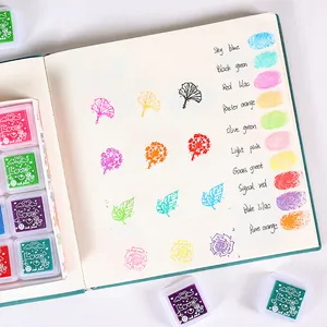 Set de almohadillas de tinta para pintura de dedos DIY de 24 colores con muestras