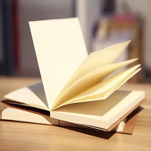 Primer plano de un cuaderno de bocetos retro en blanco con páginas crema abiertas en abanico