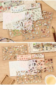 Detail of 3D miniature scene reconstruction stickers with nostalgic retro themes.