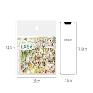 Nostalgia theme 3D miniature scene sticker pack with size comparison to iPhone 12