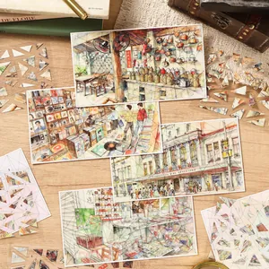 Retro 3D Miniature Scene Jigsaw Stickers Age Of Innocence Series DIY Journal Scrapbooking Stickers PET Paper Material