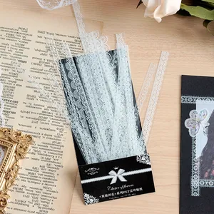 Elegante witte PET-kantstickers voor doe-het-zelf scrapbooking met fijne bloempatronen