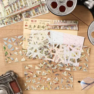 Vintage 3D scenery sticker pack with retro miniature puzzle elements and camera props