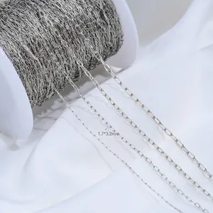 Chaîne trombone ovale fine plaqué or blanc 14K argentée pour la création de bijoux DIY à la main