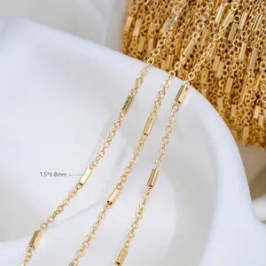 Cadena O plana rellena de oro de 14K con eslabones de tubo de 1,5x6,8mm DIY