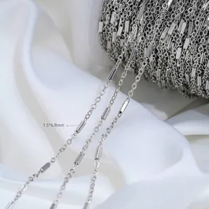 Cadena de cuentas de plata minimalista para accesorios de joyería DIY 1,5x6,8mm
