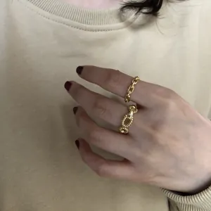 Detailed close-up showing stylish gold-plated s925 silver chain link and pig nose rings