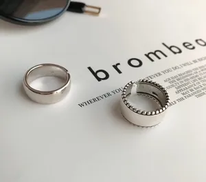 Retro 925 sterling silver wide open rings featuring smooth and beaded edge designs