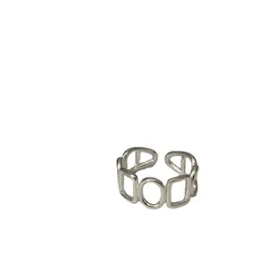 Eleganter 925 Sterling Silber Hohlring mit geometrischem Design und offener Passform