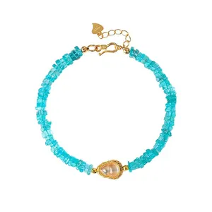 Exquisite natural Amazonite beaded bracelet featuring a 925 silver golden gourd pendant